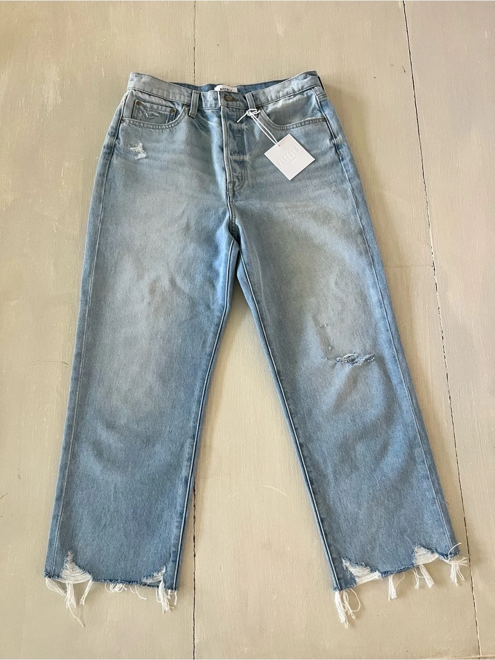 NWT Pistola Cassie Super High Rise Straight Crop Jean Sz 30 Leisire Vintage Wash